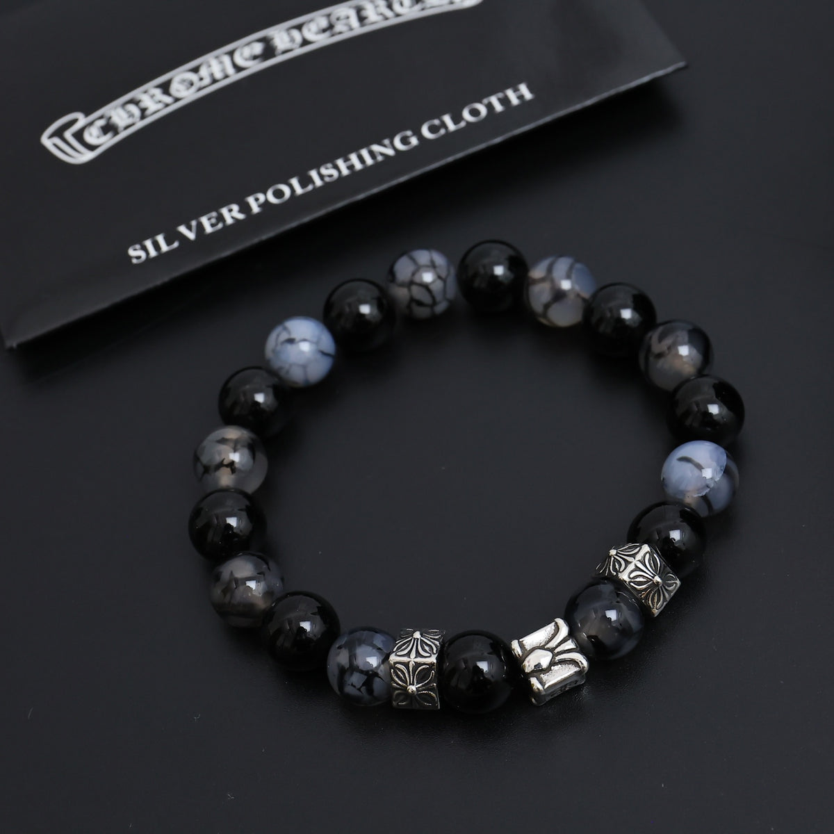 Chrome Hearts Grey and Black Bead Bracelet - album image 3