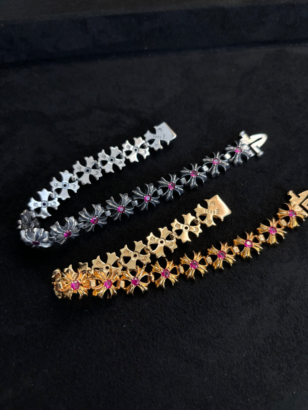 Chrome Hearts Red Accent Cross Station Bracelet - album image 2