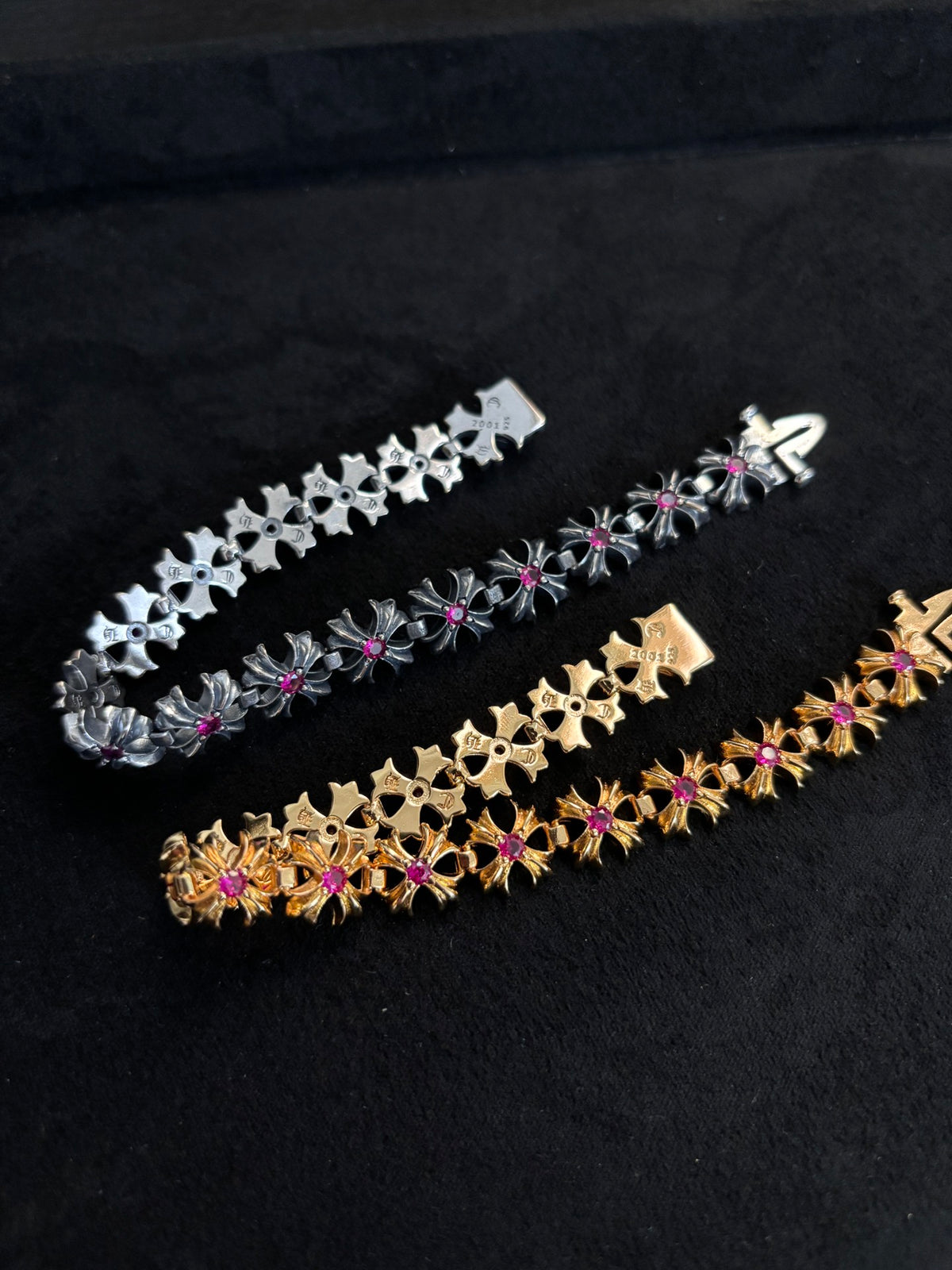 Chrome Hearts Red Accent Cross Station Bracelet - album image 2