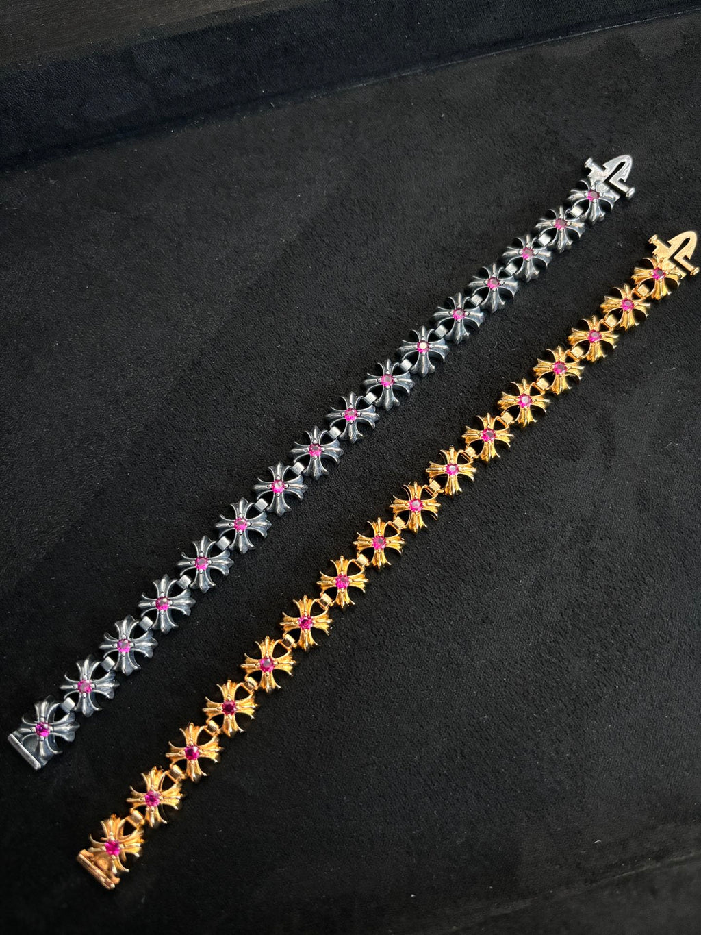 Chrome Hearts Red Accent Cross Station Bracelet - album image 1