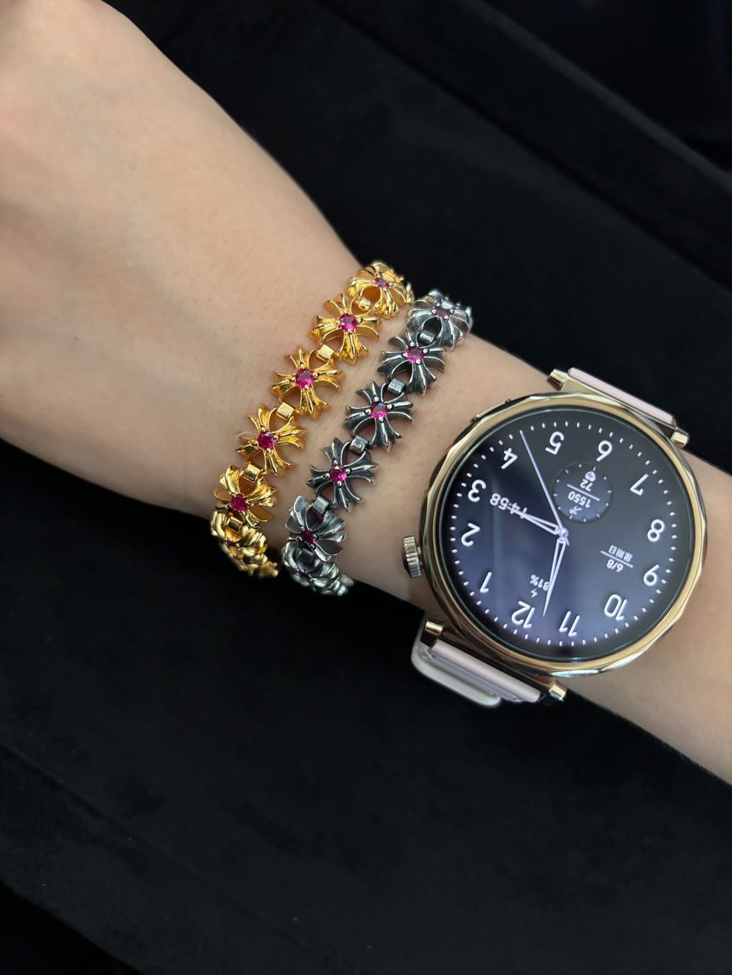 Chrome Hearts Red Accent Cross Station Bracelet - album image 6