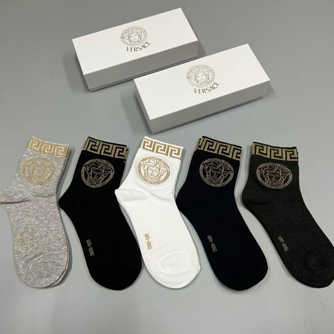 Versace greek key medusa cuff crew socks - view 3