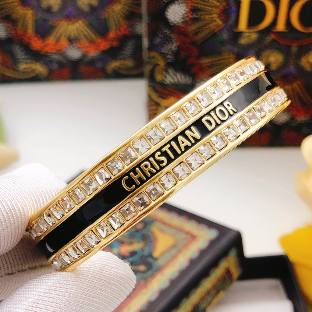 Dior Black Enamel Square-Crystal Bangle - product image 7