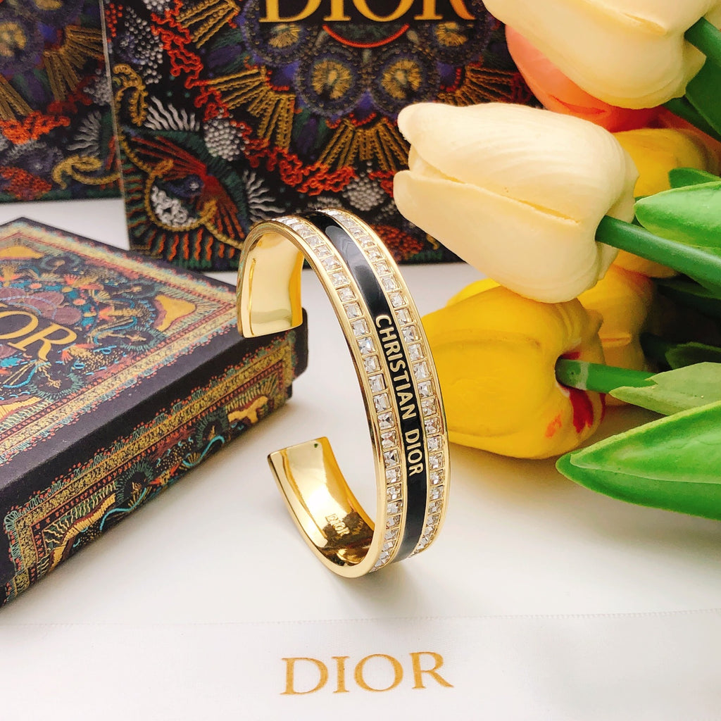 Dior Black Enamel Square-Crystal Bangle - product image 2