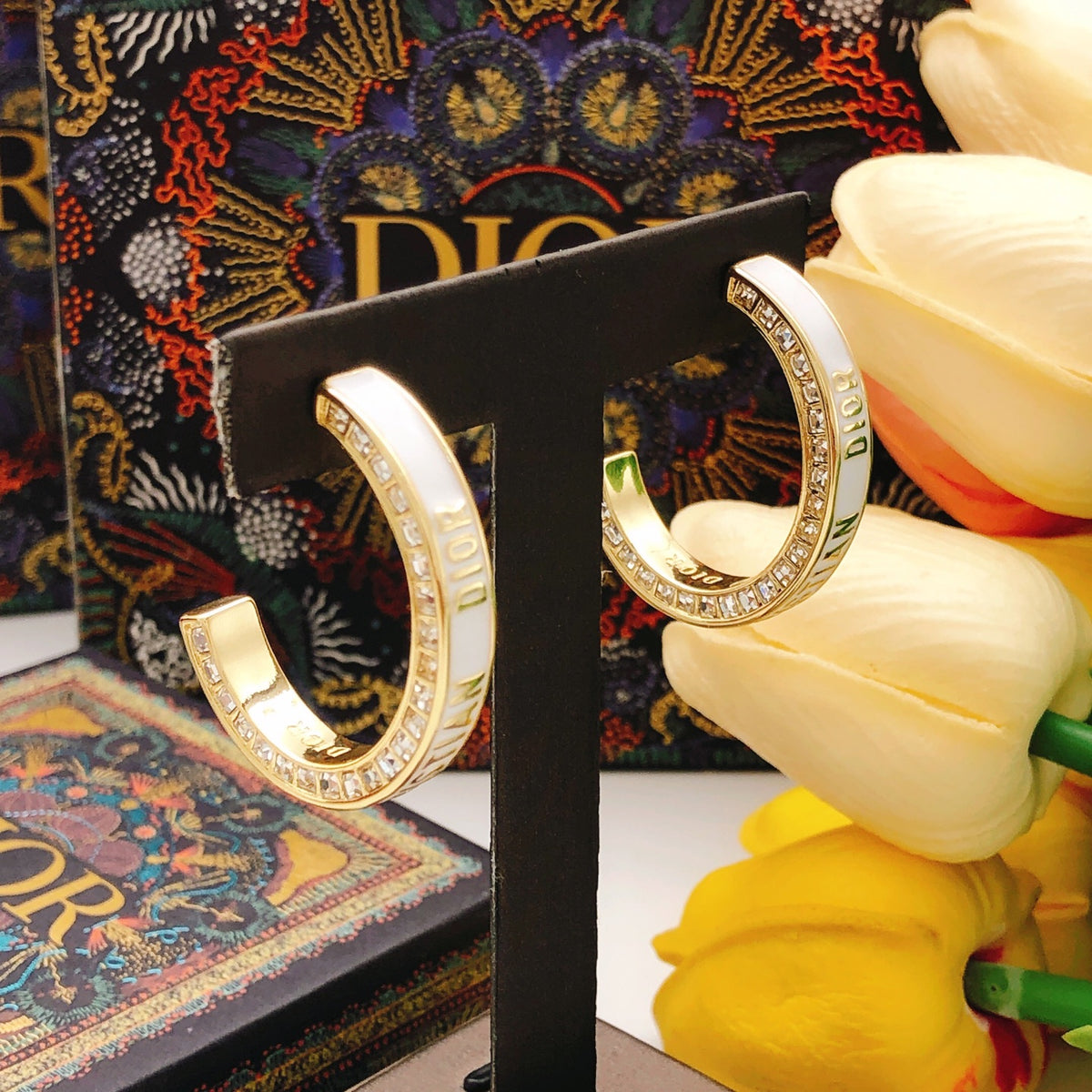 Dior Crystal Line Hoop Earrings - product image 4