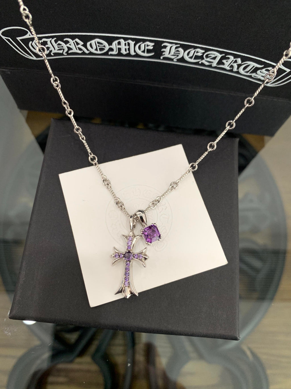 Chrome Hearts Purple Accent Cross Necklace - album image 4