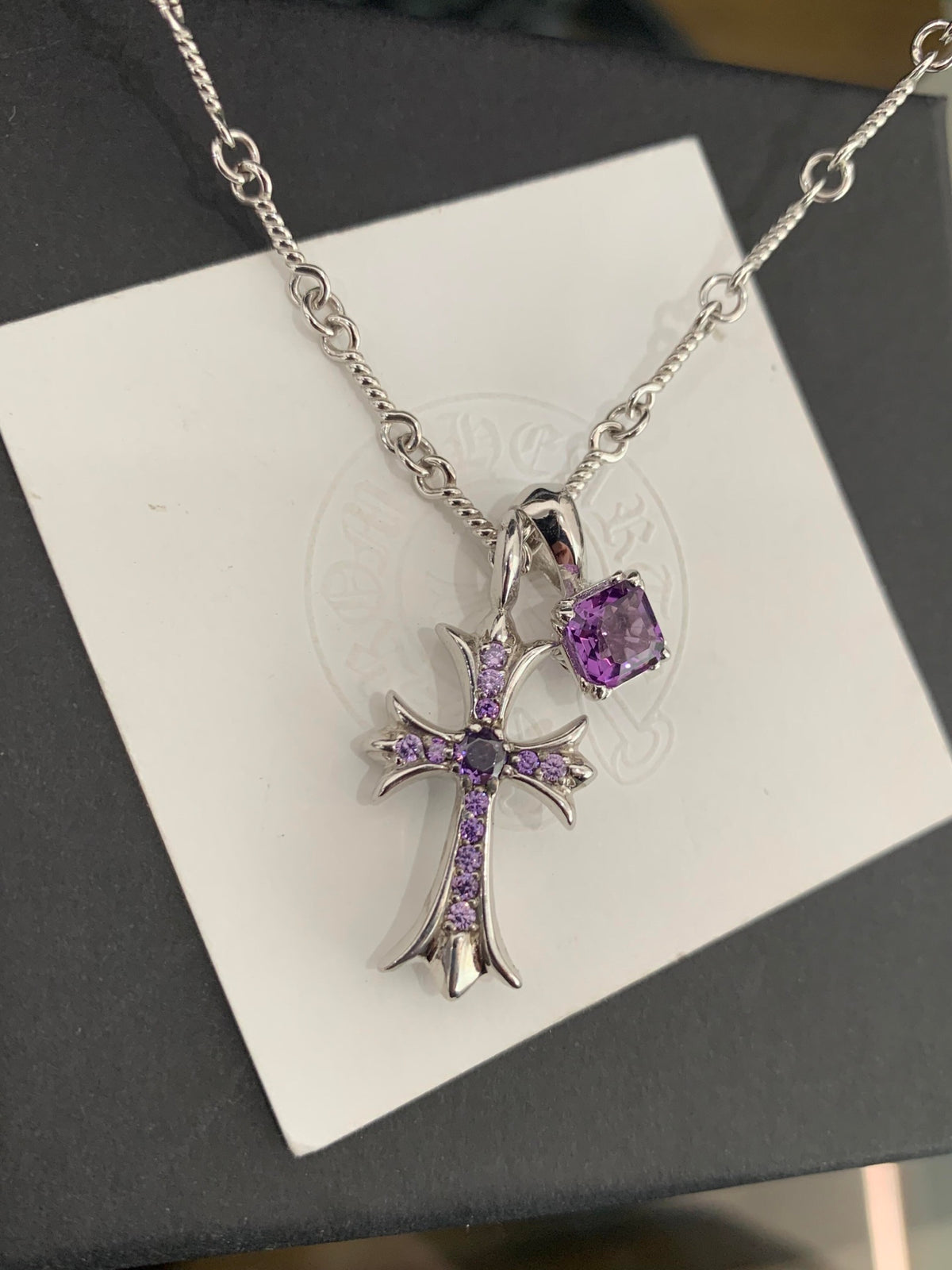 Chrome Hearts Purple Accent Cross Necklace - album image 2