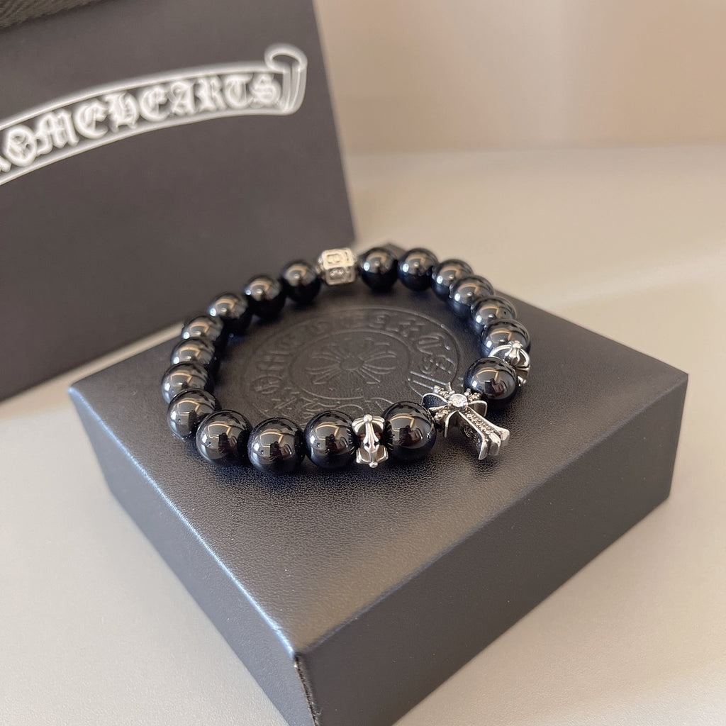 Chrome Hearts Black Bead Engraved Accent Bracelet - album image 3