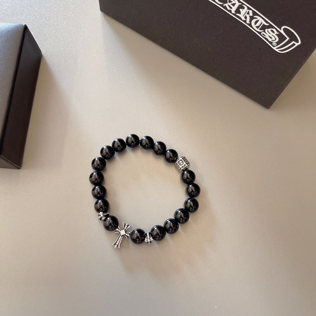 Chrome Hearts Black Bead Engraved Accent Bracelet - album image 6