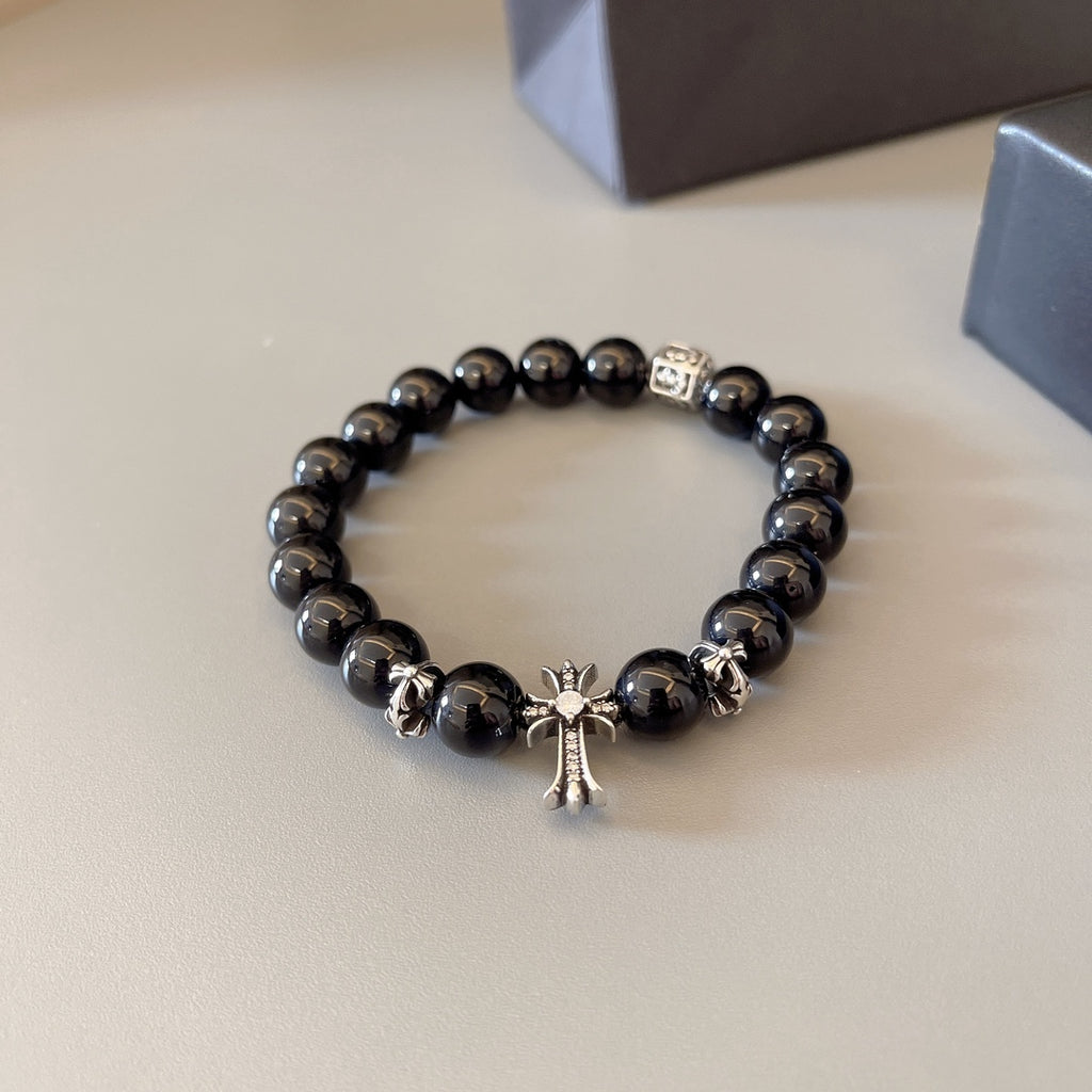 Chrome Hearts Black Bead Engraved Accent Bracelet - album image 5