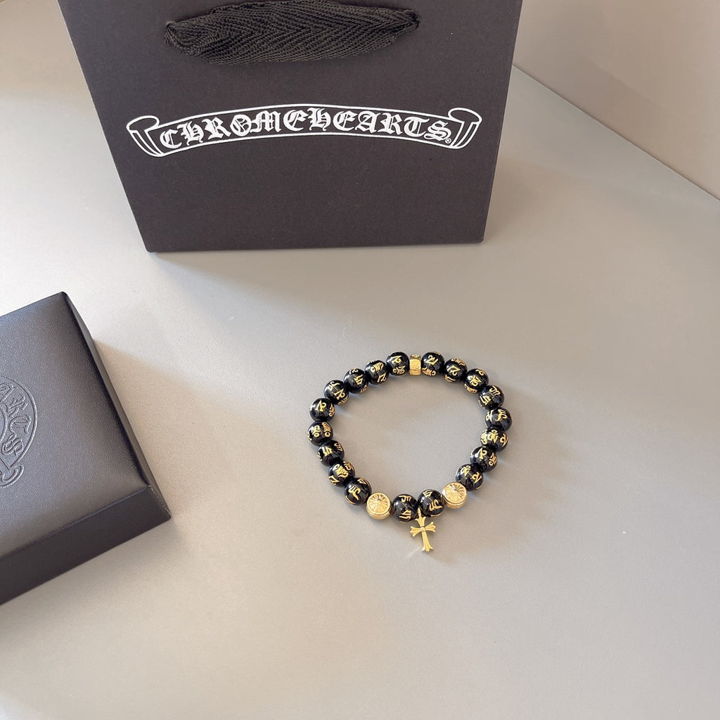 Chrome Hearts Black and Gold Layered Bead Bracelet - album image 3