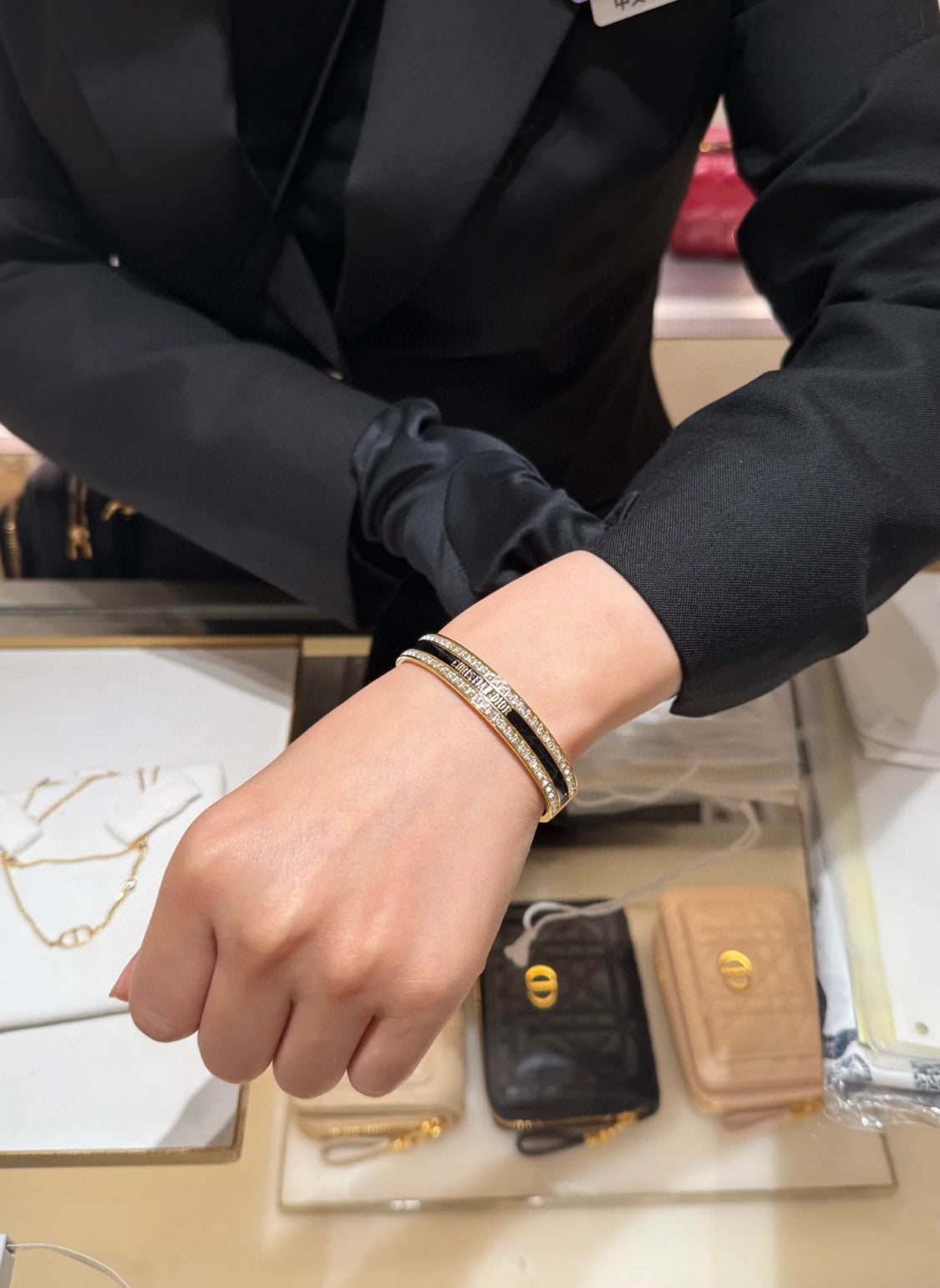 Dior Black Enamel Square-Crystal Bangle - product image 10
