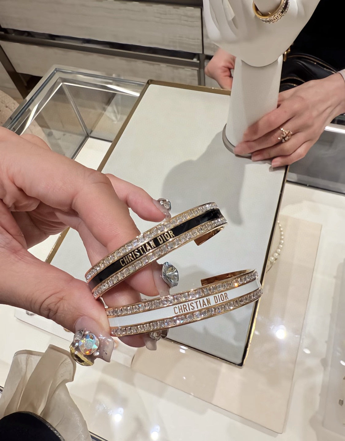 Dior Black Enamel Square-Crystal Bangle - product image 1