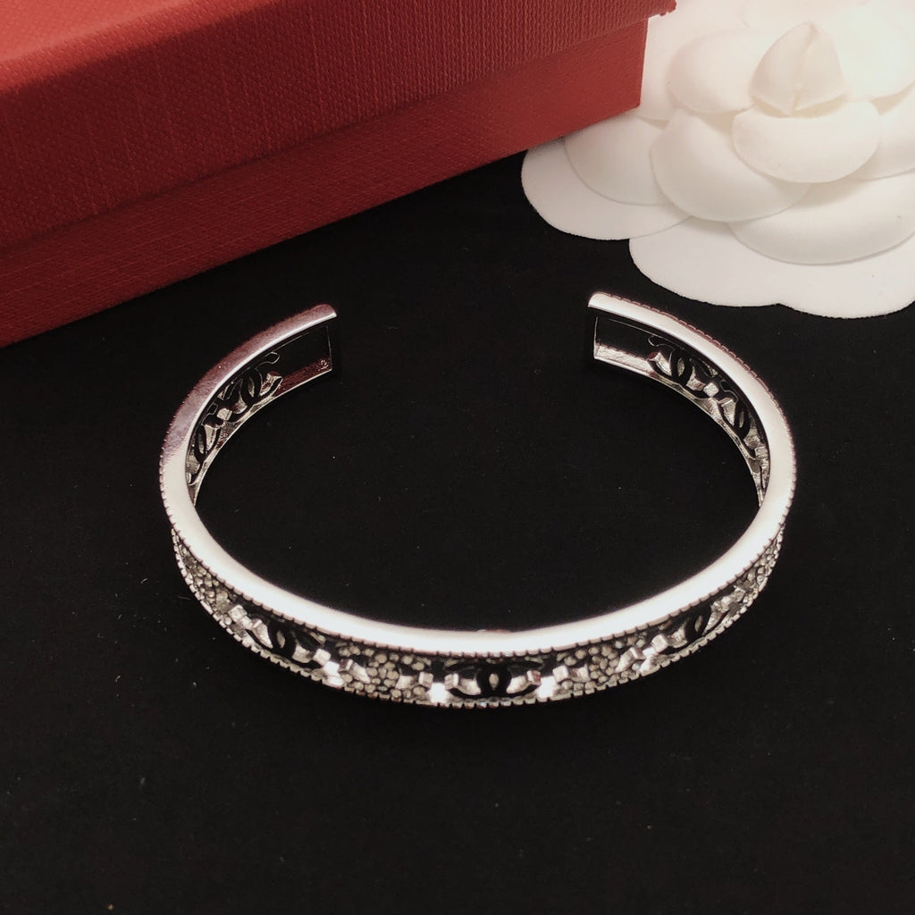 Chanel Silver-Tone Studded Open Bangle - album image 5