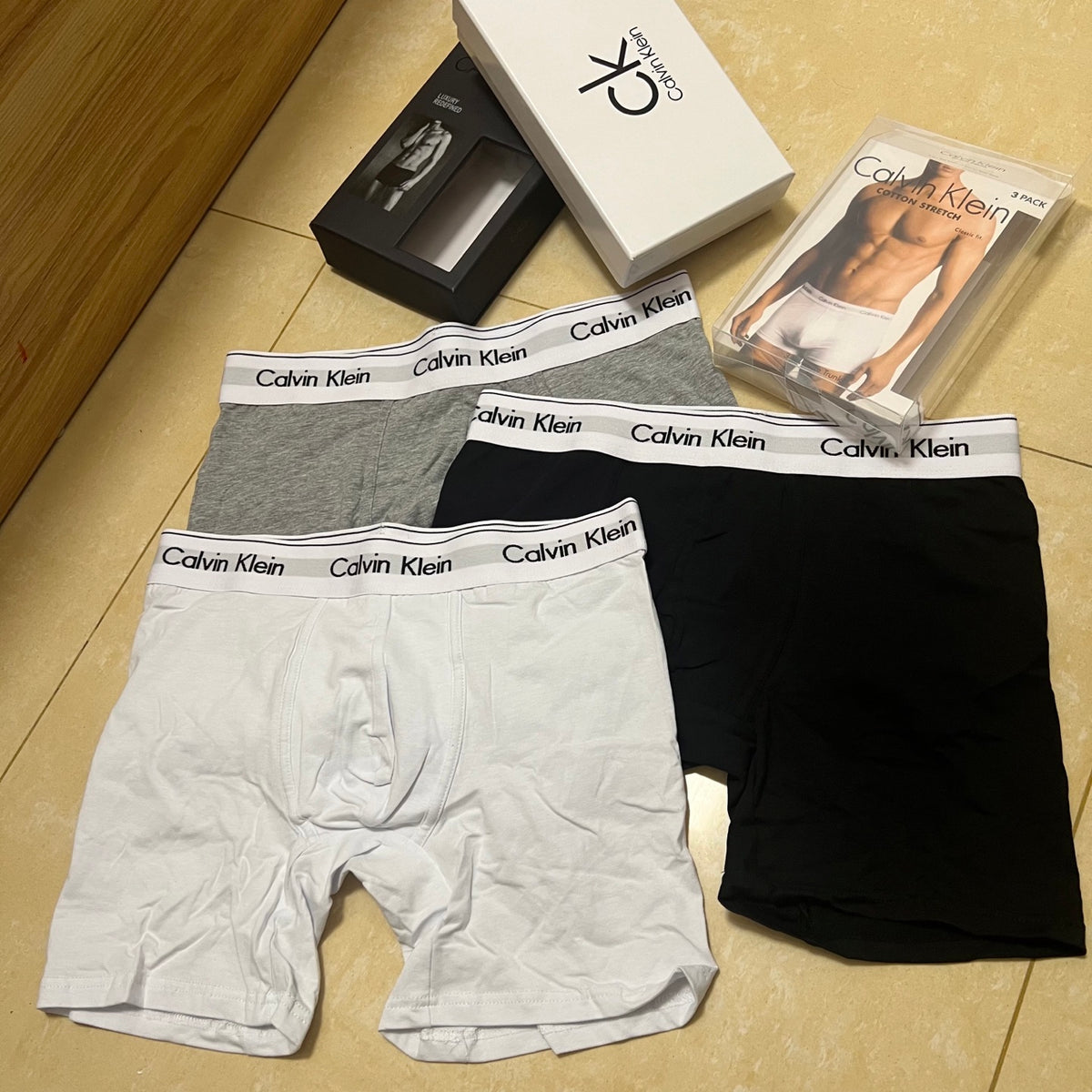 Calvin Klein White Logo Band Long Boxer Briefs - 3-Piece Box - image 9