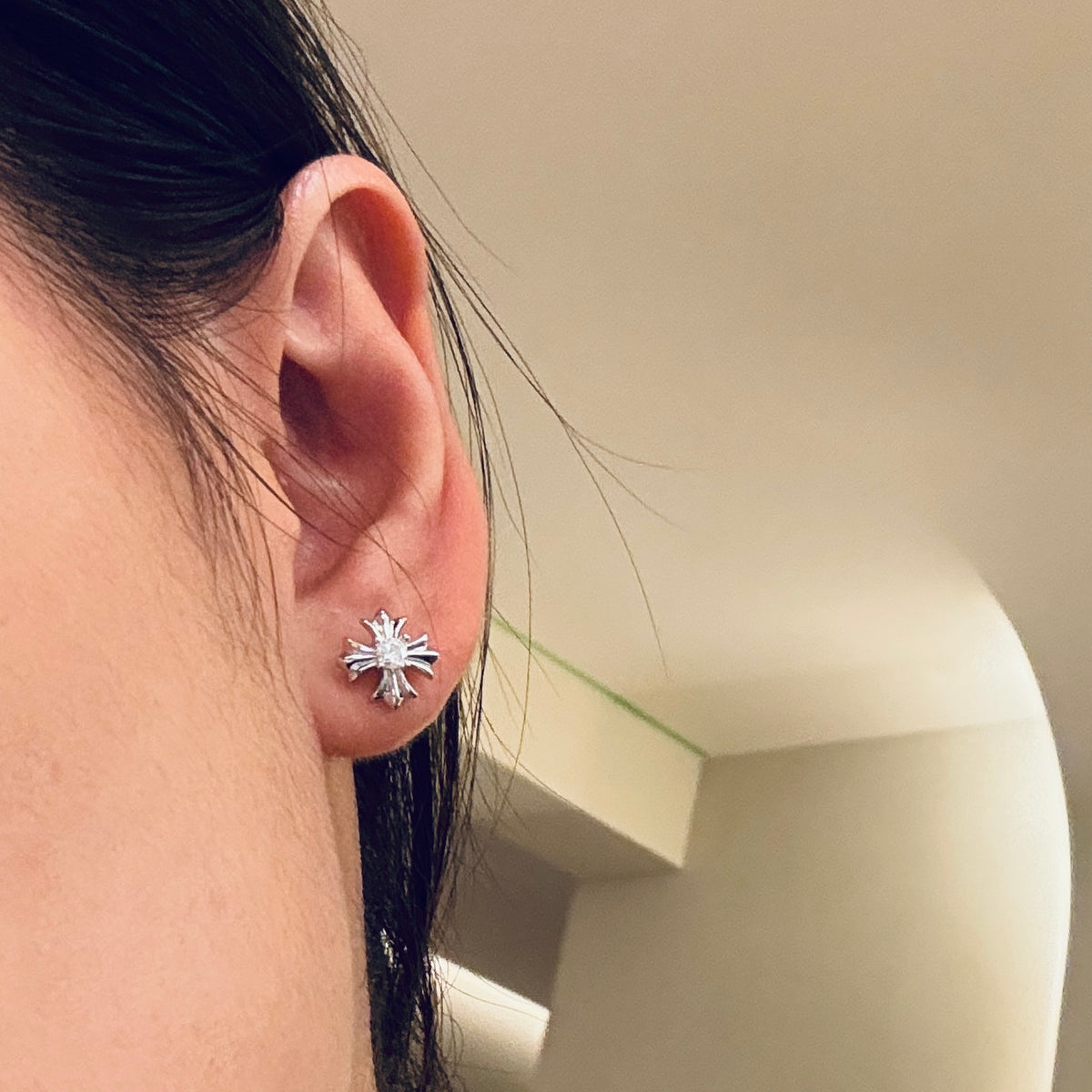 Chrome Hearts Cross Flower Silver-Tone Stud Earrings - album image 3