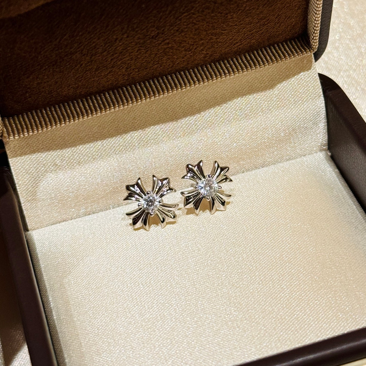 Chrome Hearts Cross Flower Silver-Tone Stud Earrings - album image 9