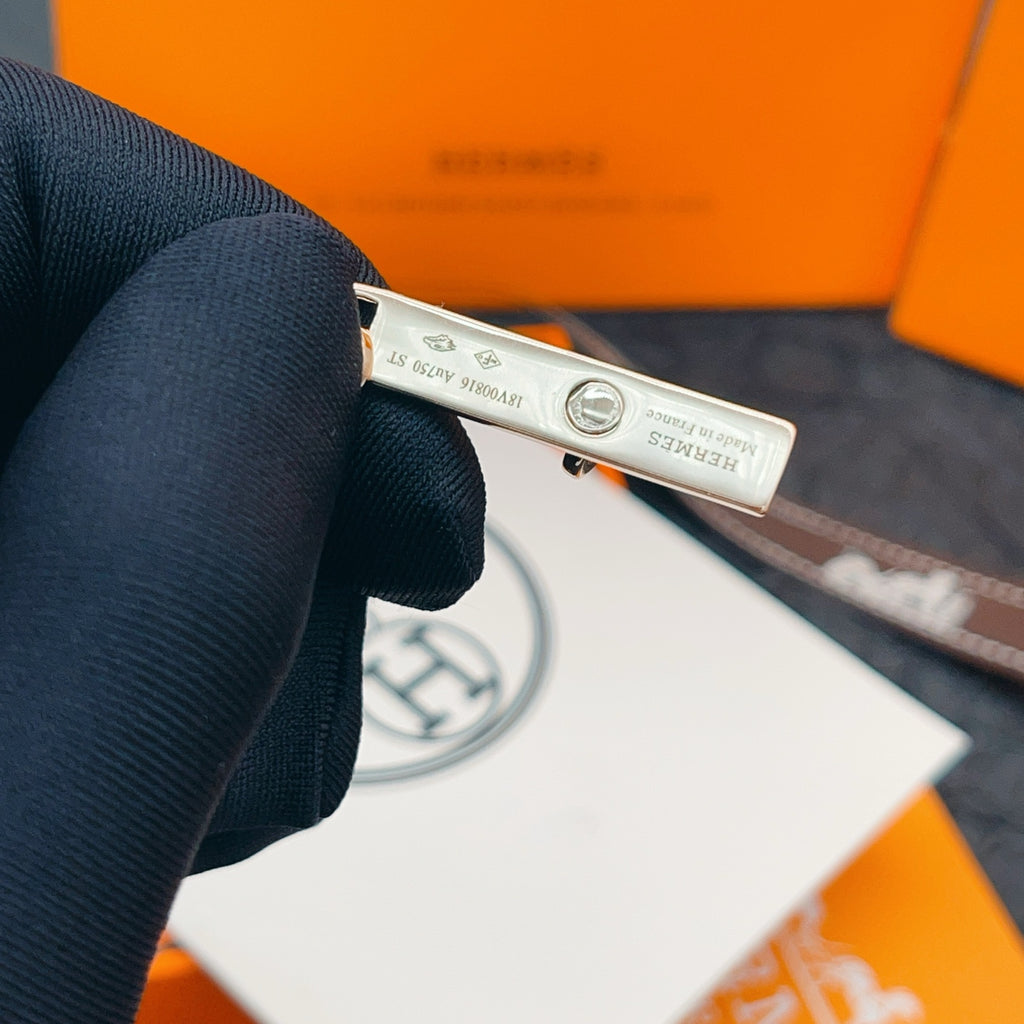 Hermès Gold-Tone Rectangular-Link Crystal-Bar Bracelet - album image 5
