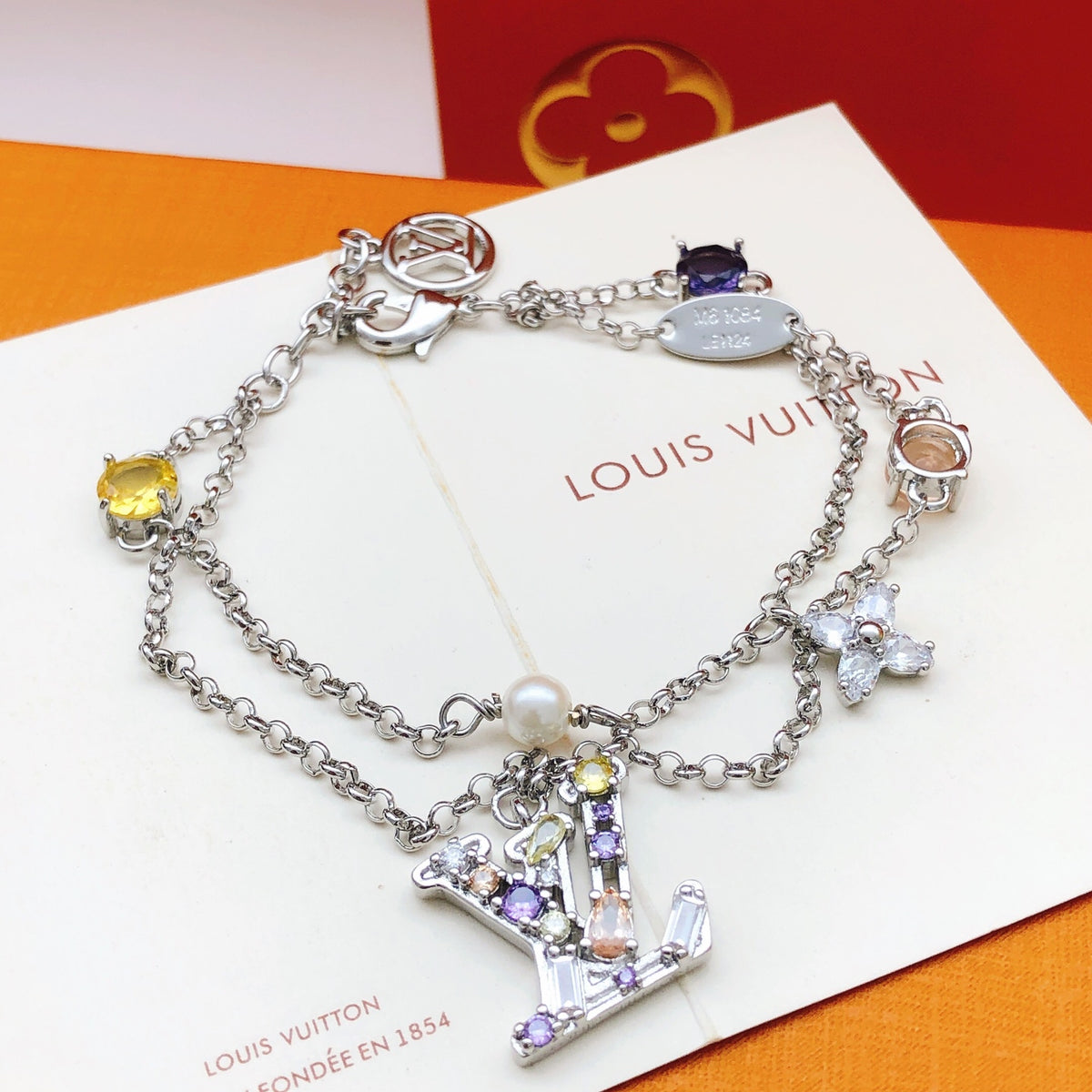 Louis Vuitton Multicolor Double-Layer Crystal Accent Bracelet - album image 5