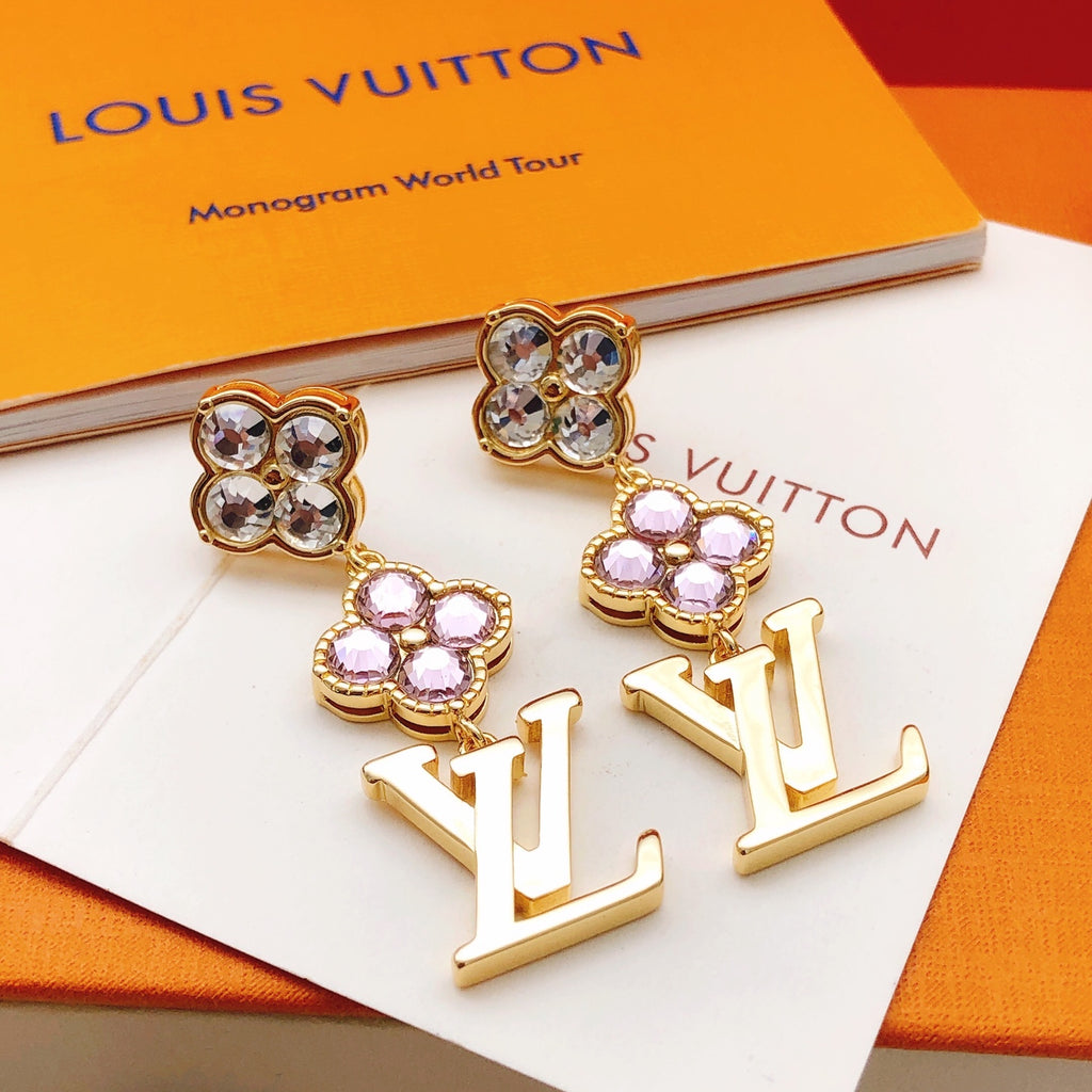 Louis Vuitton Multicolor Flower Tassel Crystal Accent Earrings - album image 2