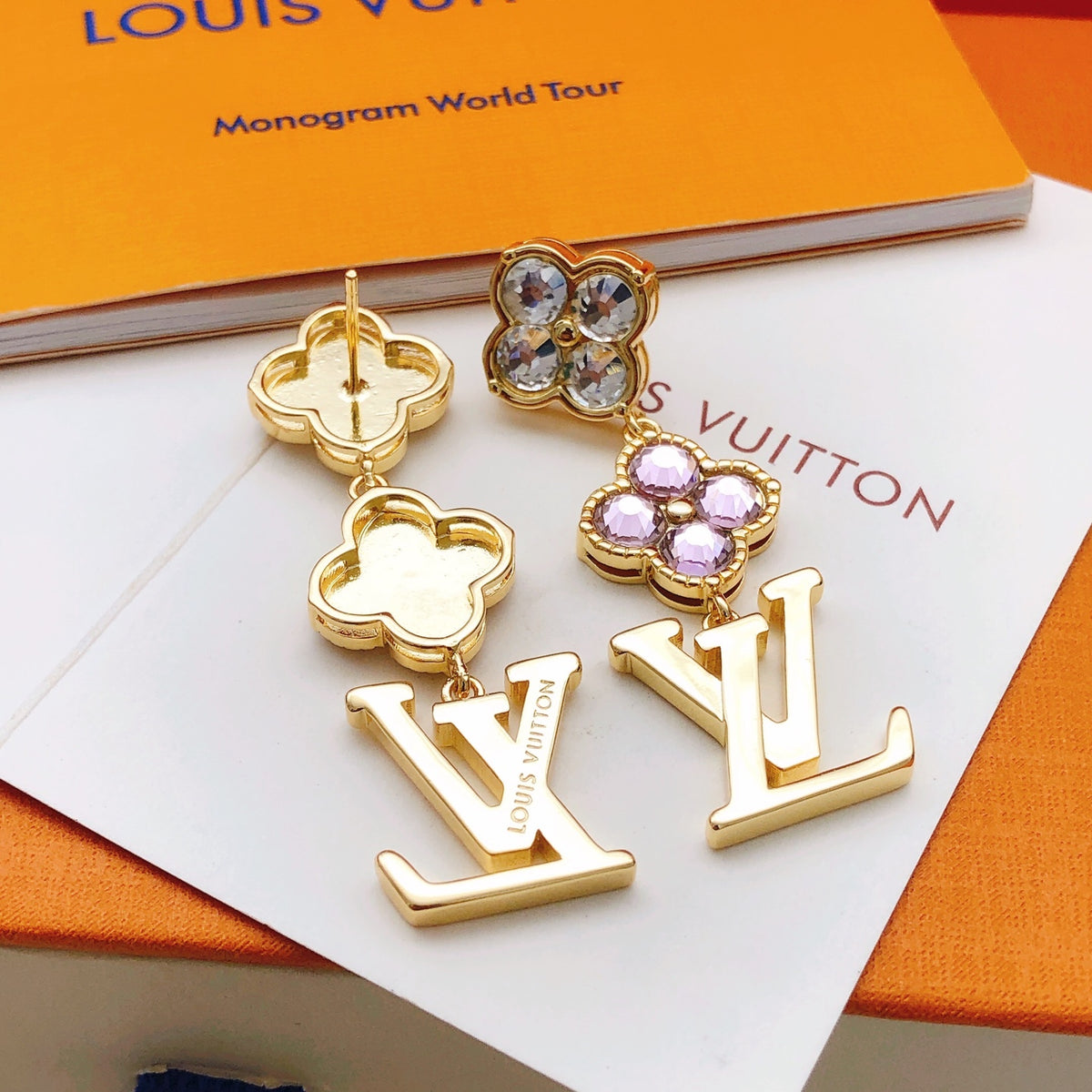 Louis Vuitton Multicolor Flower Tassel Crystal Accent Earrings - album image 5