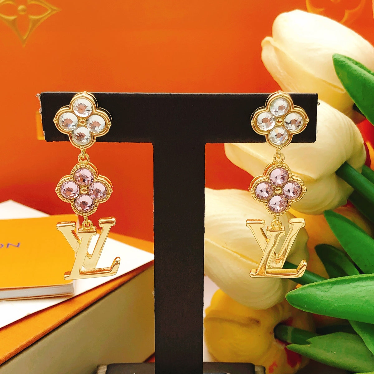 Louis Vuitton Multicolor Flower Tassel Crystal Accent Earrings - album image 6