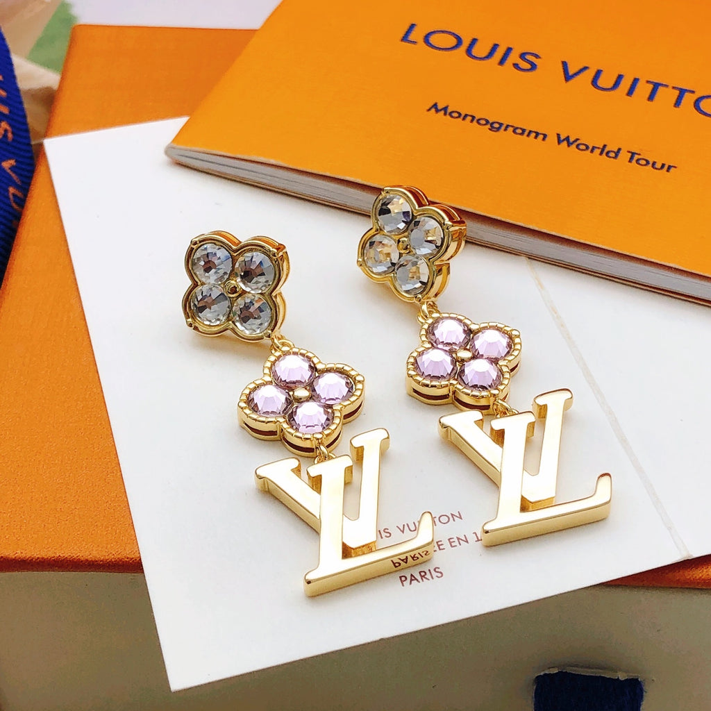 Louis Vuitton Multicolor Flower Tassel Crystal Accent Earrings - album image 4