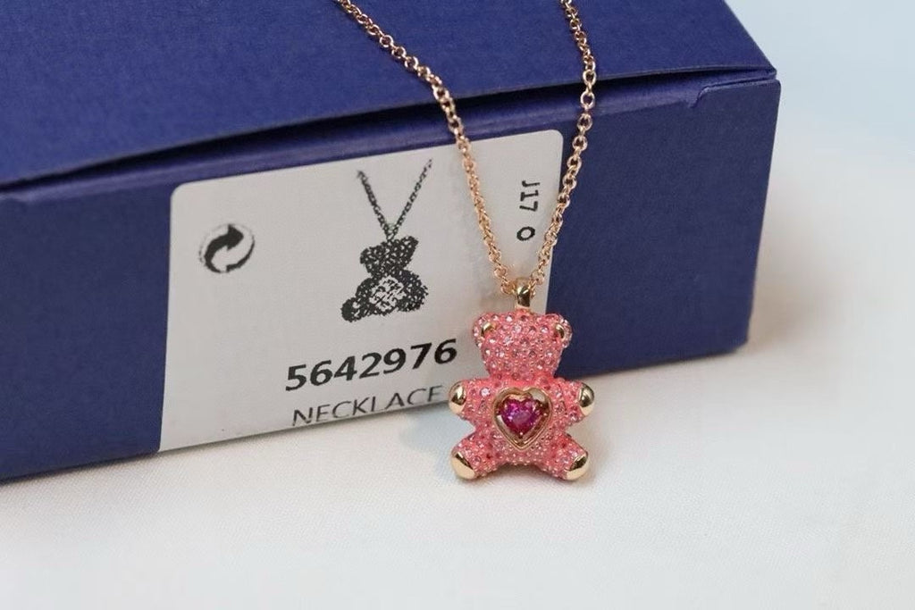 Swarovski Pink Crystal Teddy Heart Pendant Necklace - album image 6