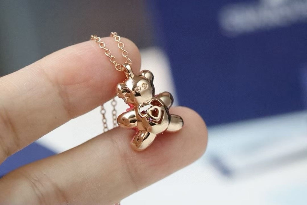 Swarovski Pink Crystal Teddy Heart Pendant Necklace - album image 3