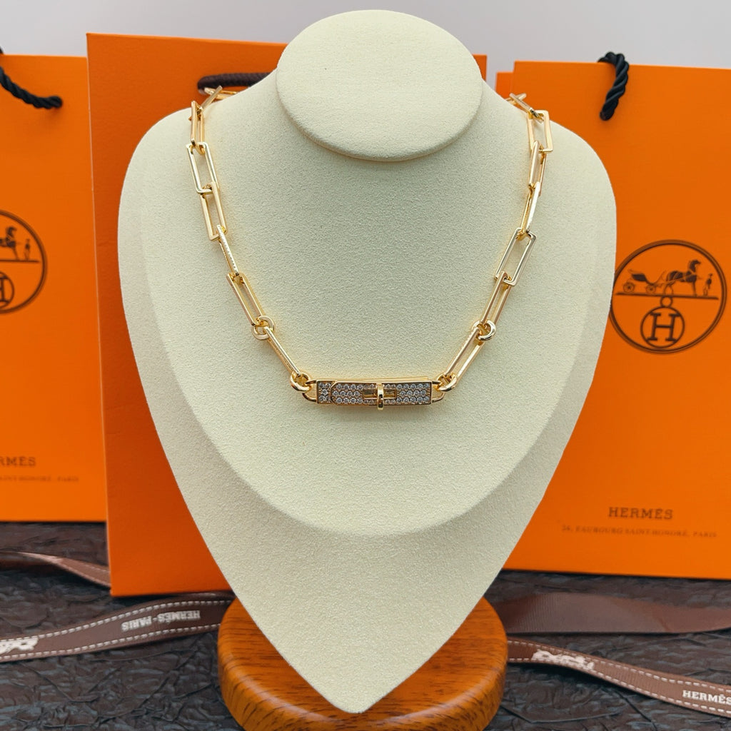 Hermès Gold-Tone Rectangular-Link Crystal-Bar Bracelet - album image 7
