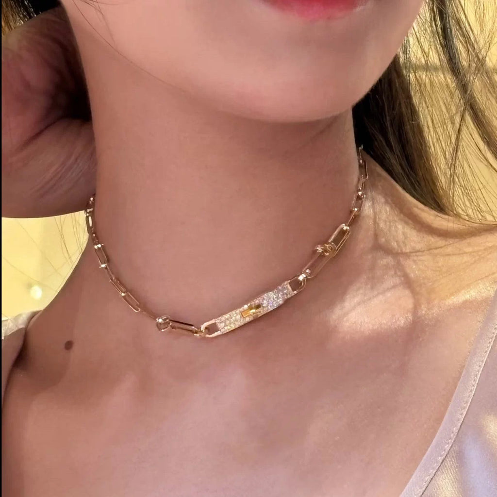 Hermès Gold-Tone Rectangular-Link Crystal-Bar Bracelet - album image 12