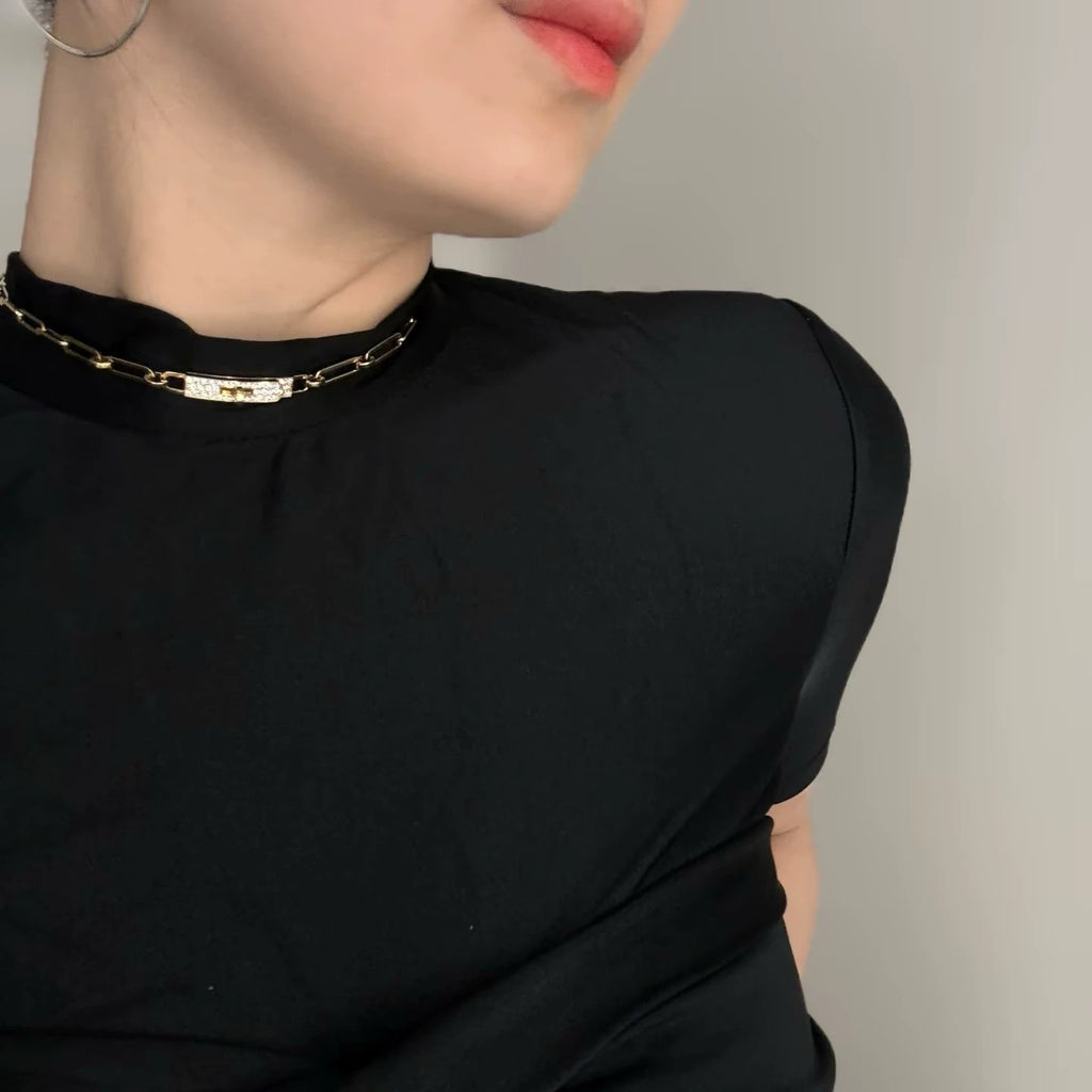 Hermès Gold-Tone Rectangular-Link Crystal-Bar Bracelet - album image 11
