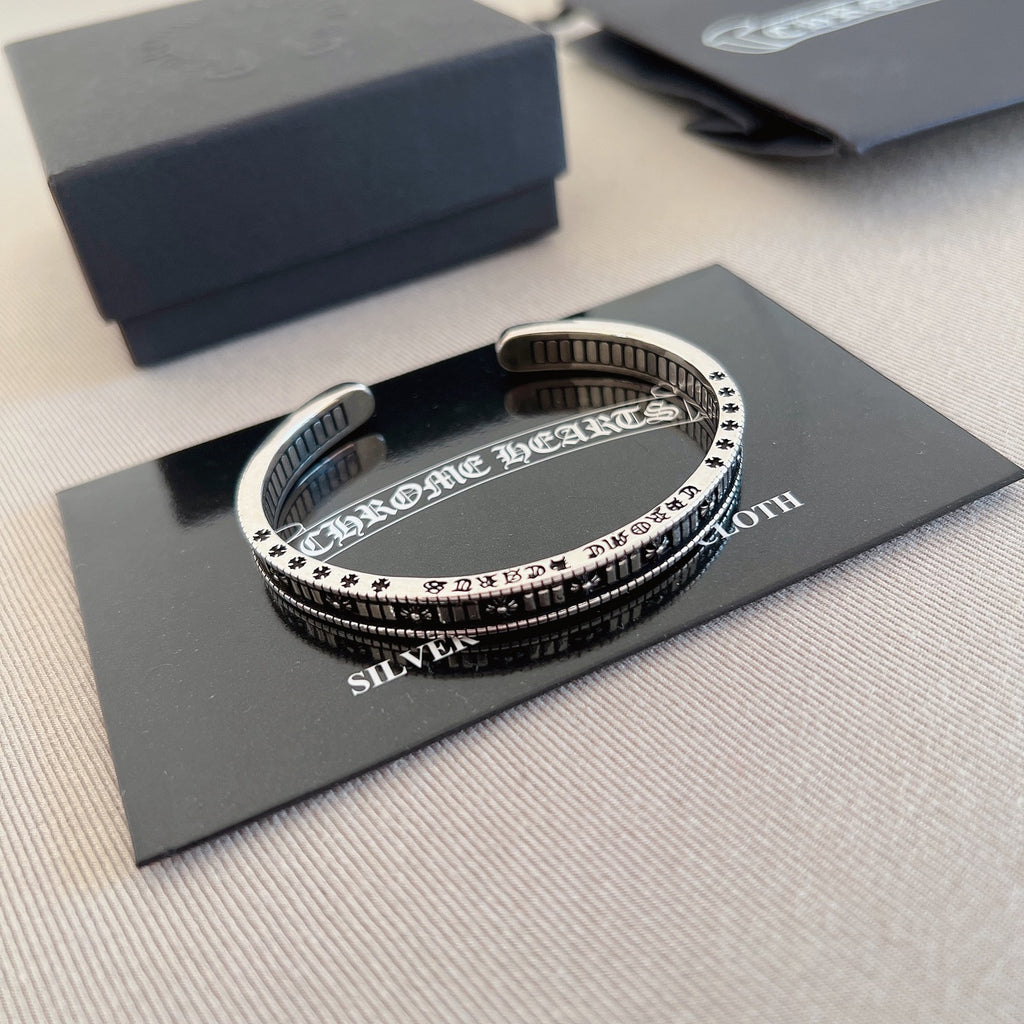 Chrome Hearts Engraved Silver-Tone Open Bangle - album image 4