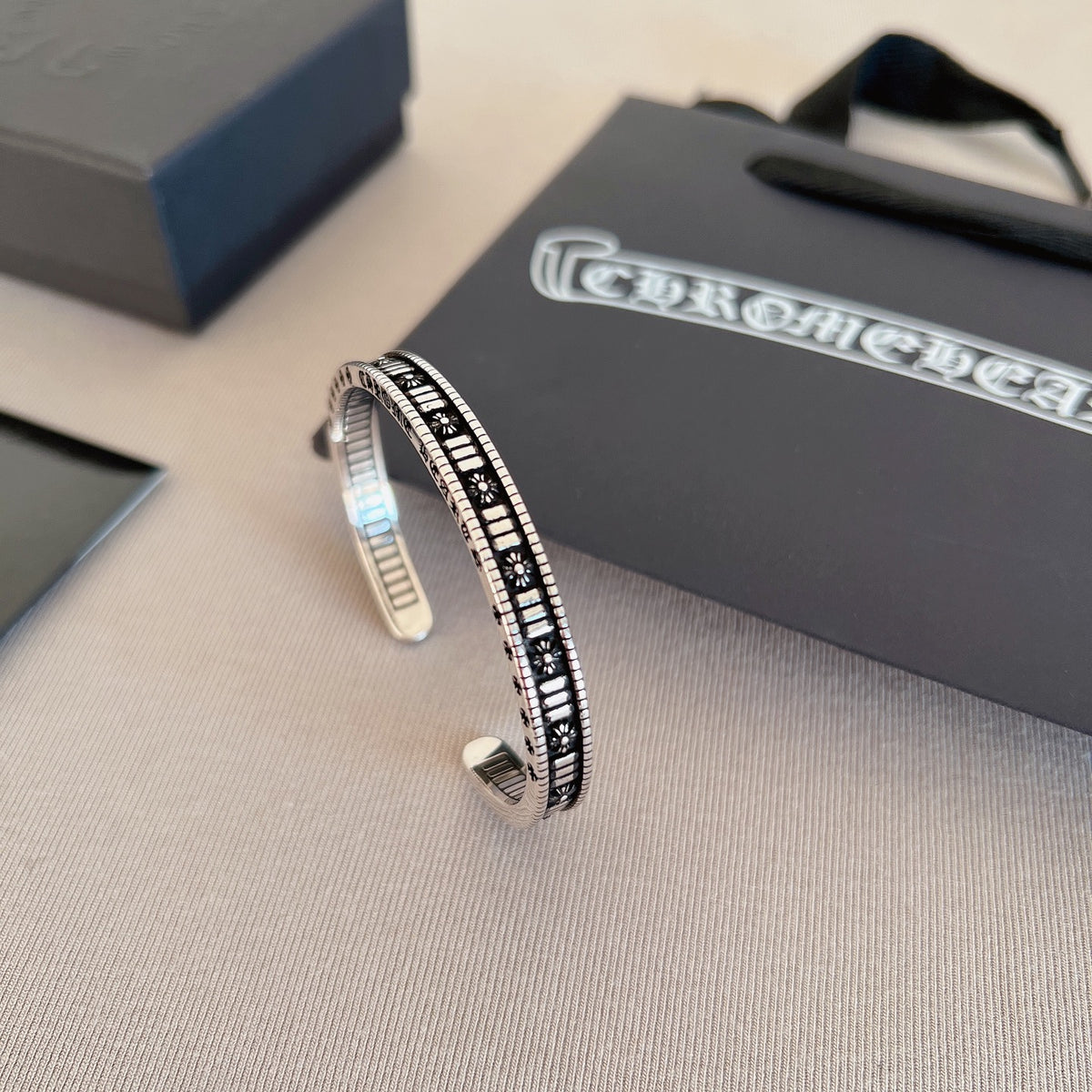 Chrome Hearts Engraved Silver-Tone Open Bangle - album image 8