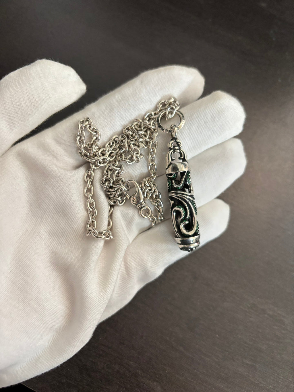 Chrome Hearts Green Accent Vine Pendant Necklace - album image 2