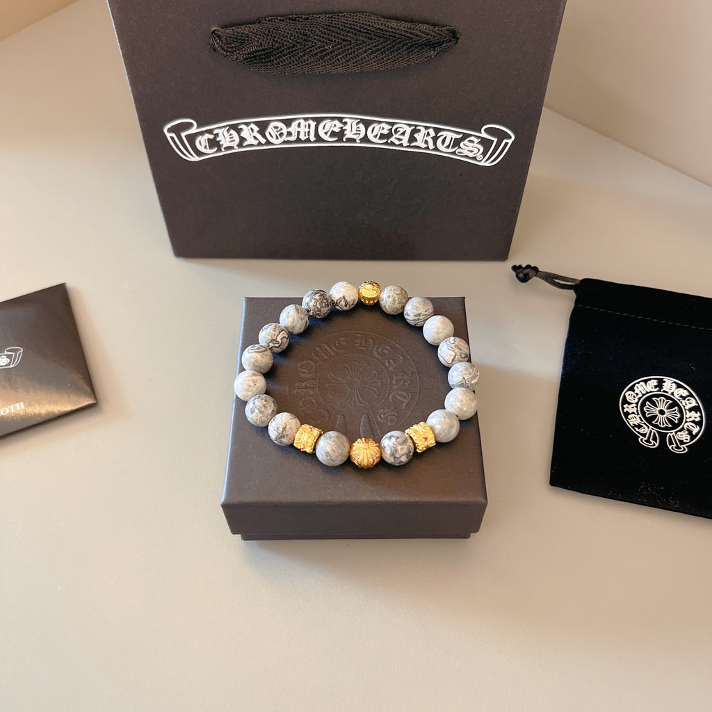 Chrome Hearts Lilac Bead Gold Spacer Bracelet - album image 1