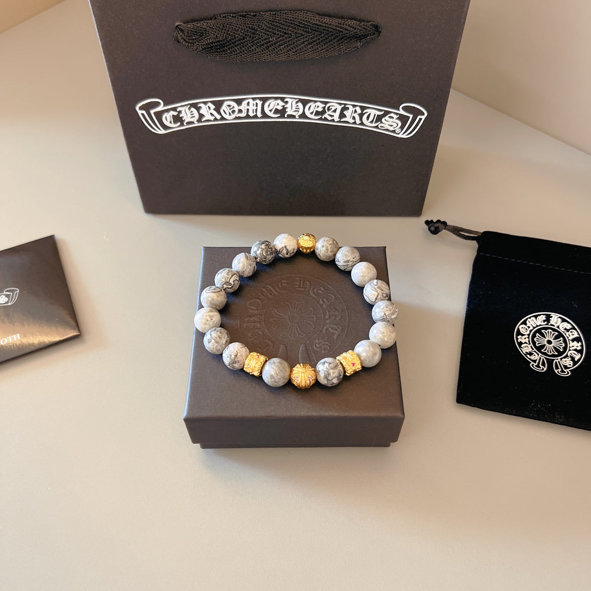 Chrome Hearts Lilac Bead Gold Spacer Bracelet - album image 1