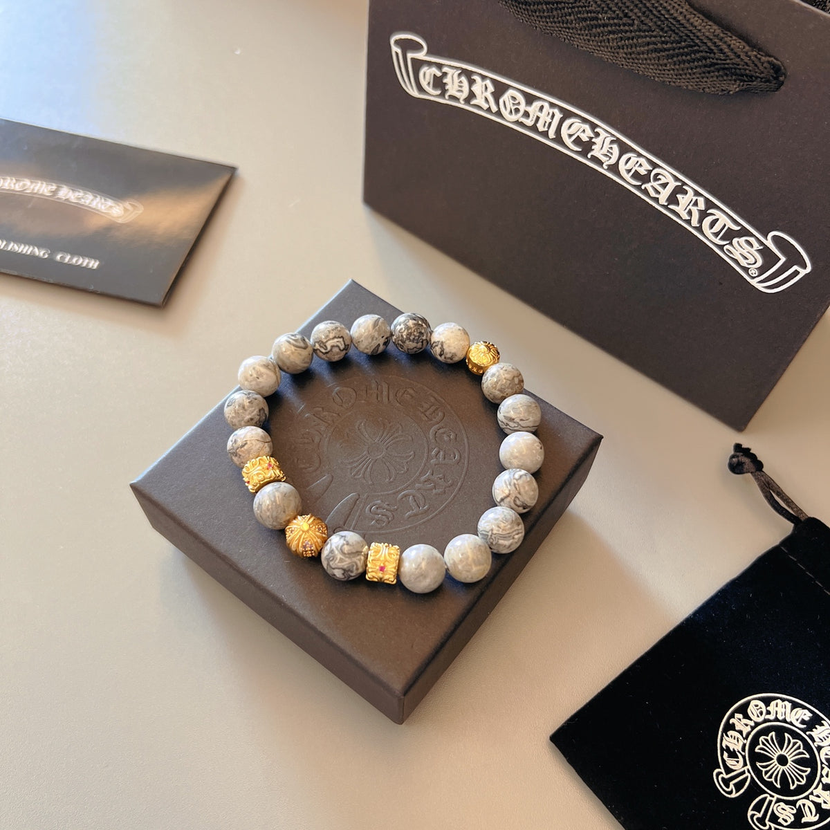 Chrome Hearts Lilac Bead Gold Spacer Bracelet - album image 3