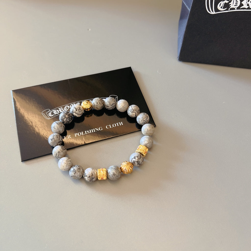 Chrome Hearts Lilac Bead Gold Spacer Bracelet - album image 6