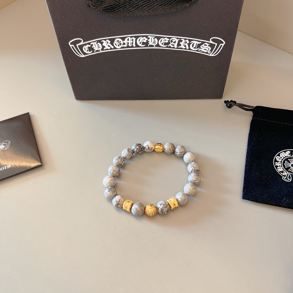 Chrome Hearts Lilac Bead Gold Spacer Bracelet - album image 7