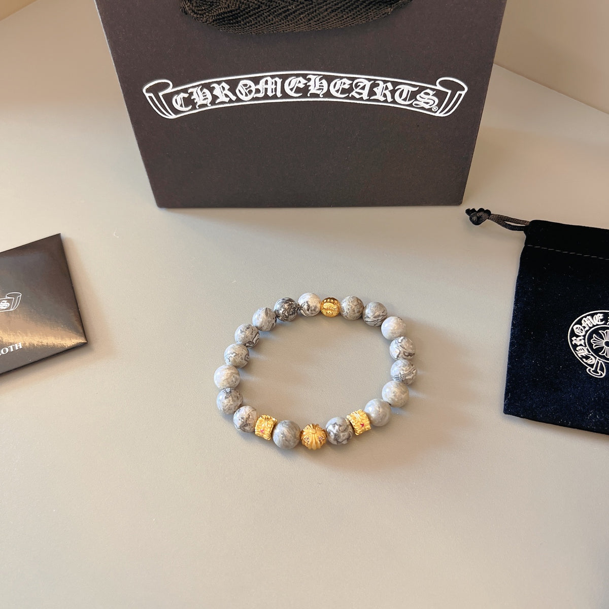 Chrome Hearts Lilac Bead Gold Spacer Bracelet - album image 7