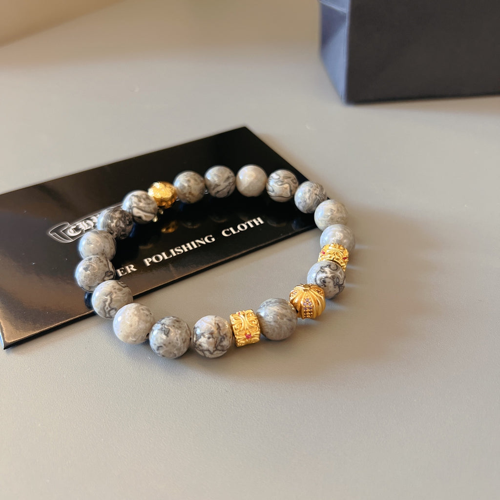 Chrome Hearts Lilac Bead Gold Spacer Bracelet - album image 5