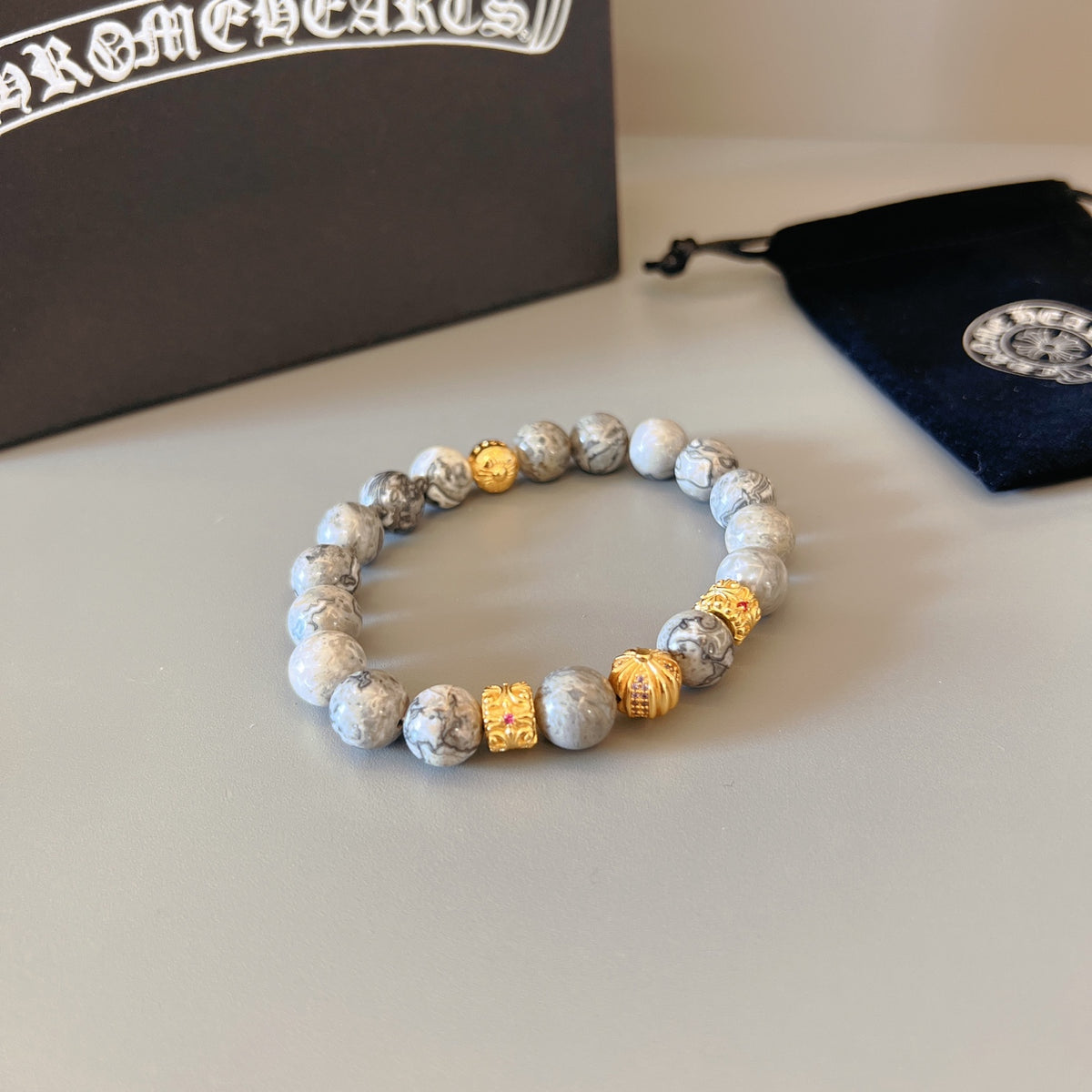 Chrome Hearts Lilac Bead Gold Spacer Bracelet - album image 8