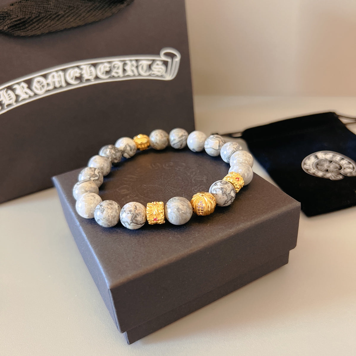 Chrome Hearts Lilac Bead Gold Spacer Bracelet - album image 4