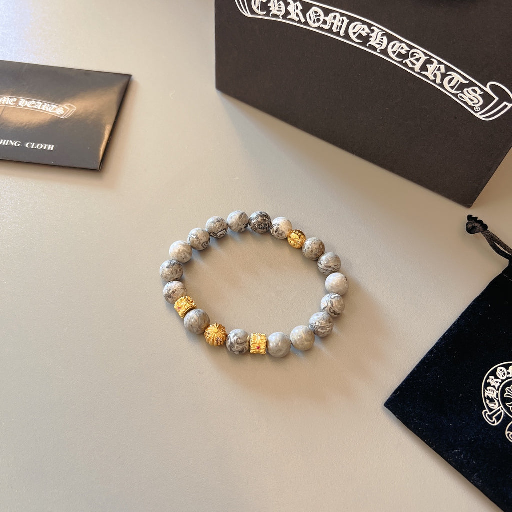Chrome Hearts Lilac Bead Gold Spacer Bracelet - album image 9