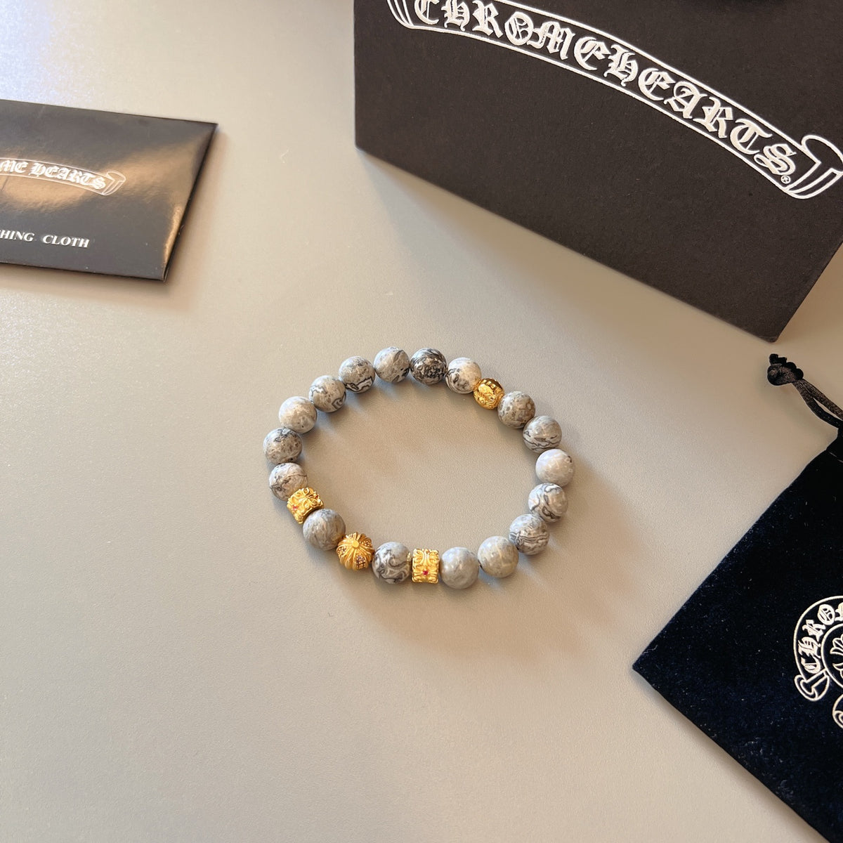 Chrome Hearts Lilac Bead Gold Spacer Bracelet - album image 9
