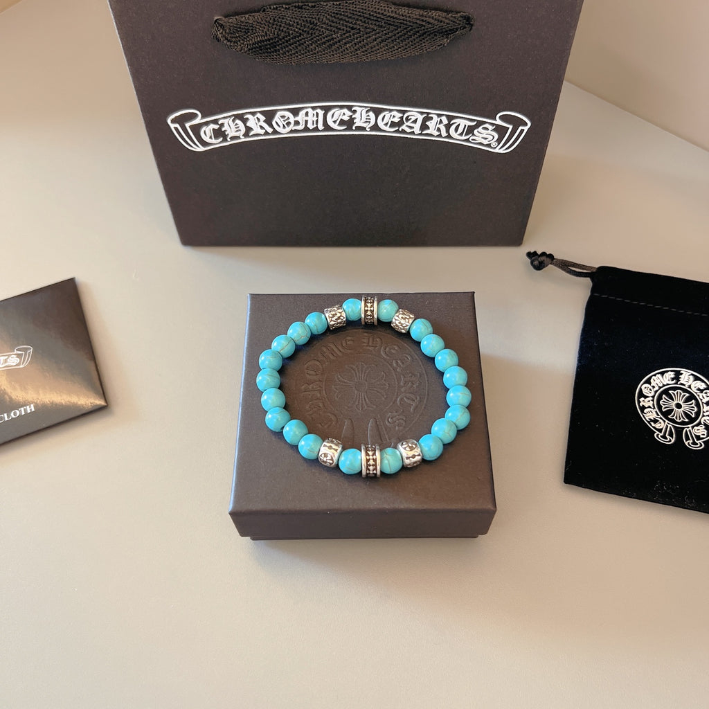 Chrome Hearts Turquoise Bead Silver Spacer Bracelet - album image 1