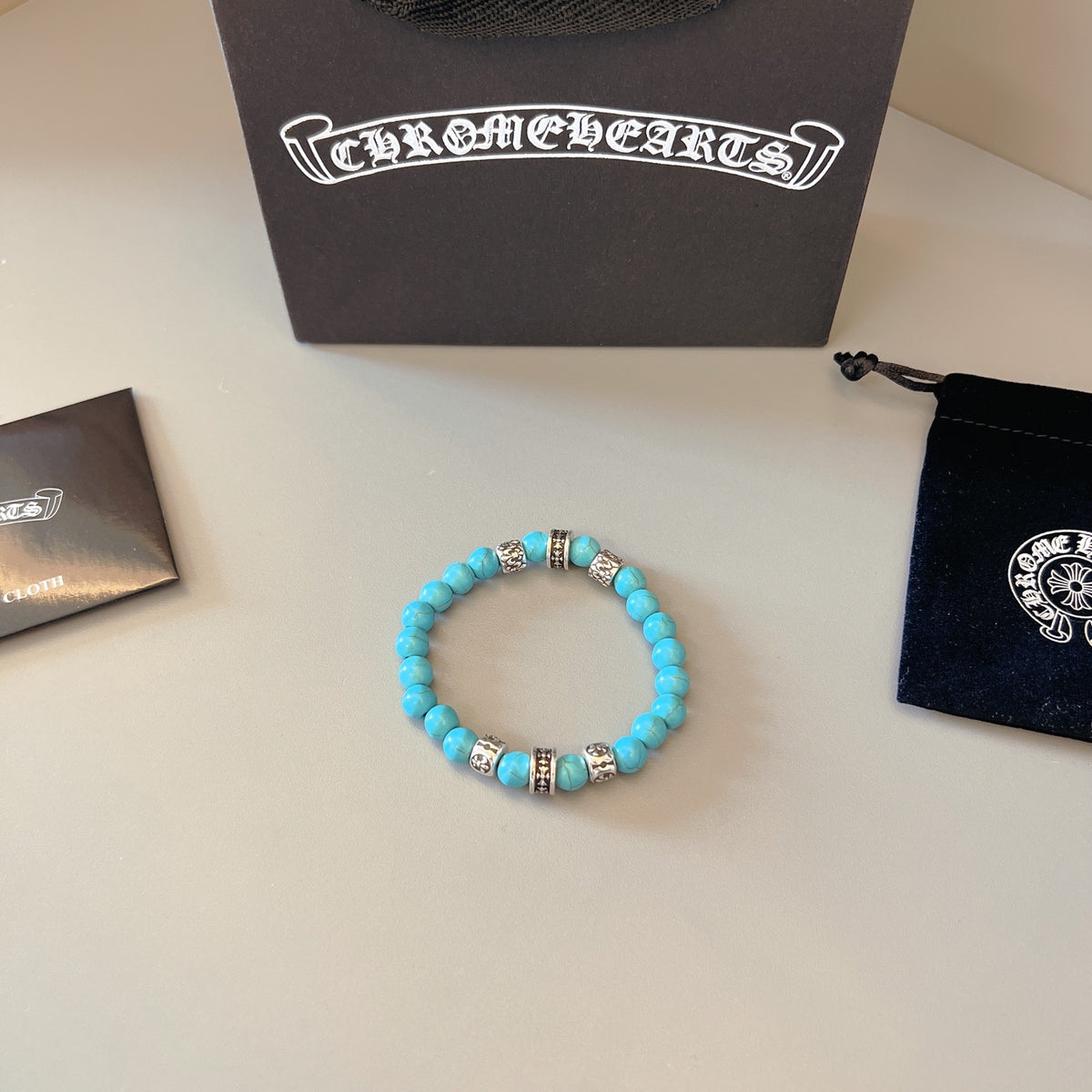 Chrome Hearts Turquoise Bead Silver Spacer Bracelet - album image 9