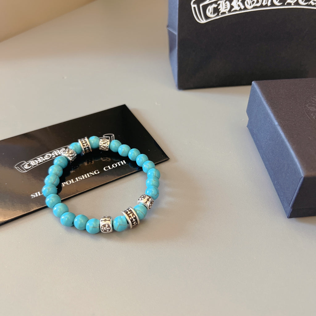 Chrome Hearts Turquoise Bead Silver Spacer Bracelet - album image 3
