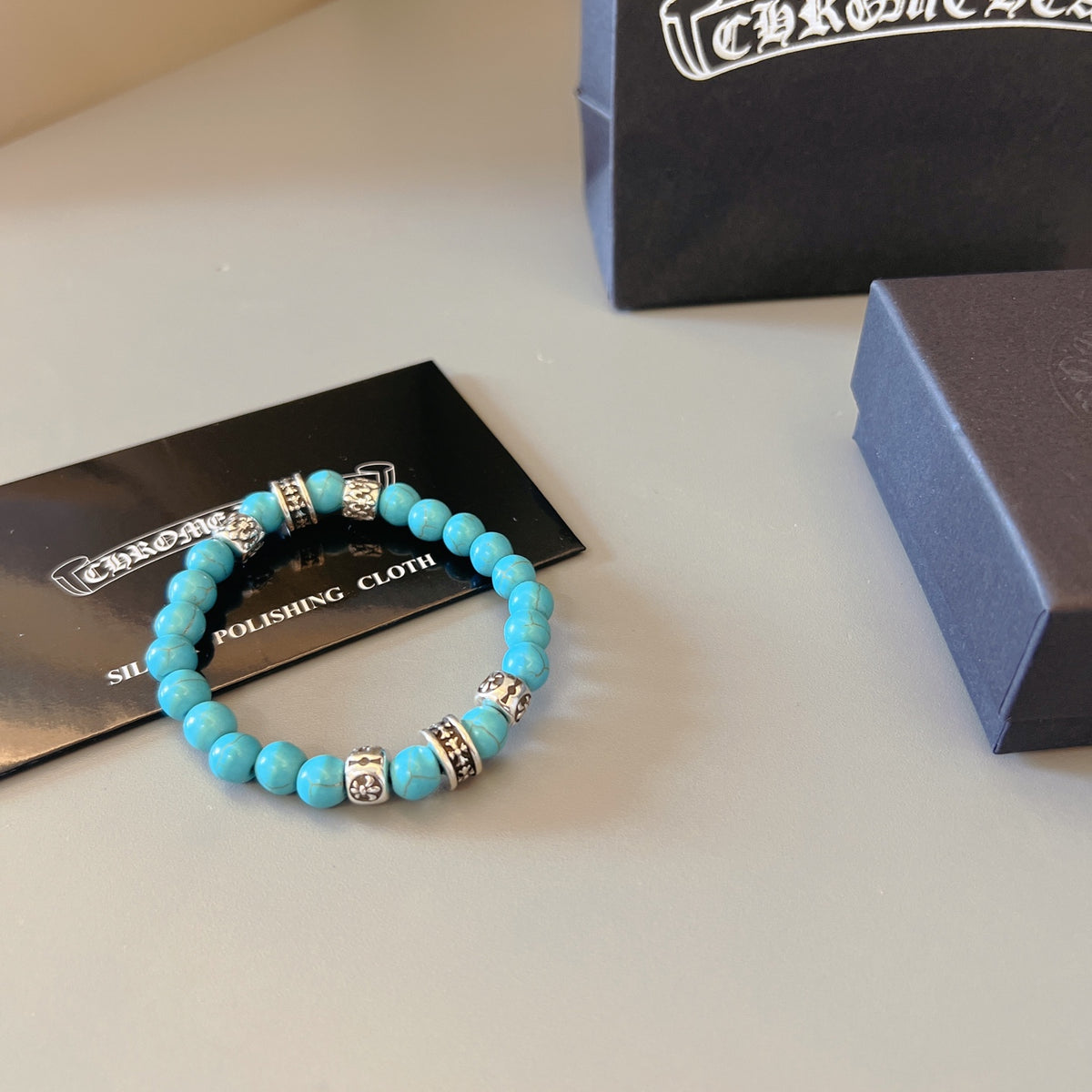 Chrome Hearts Turquoise Bead Silver Spacer Bracelet - album image 3